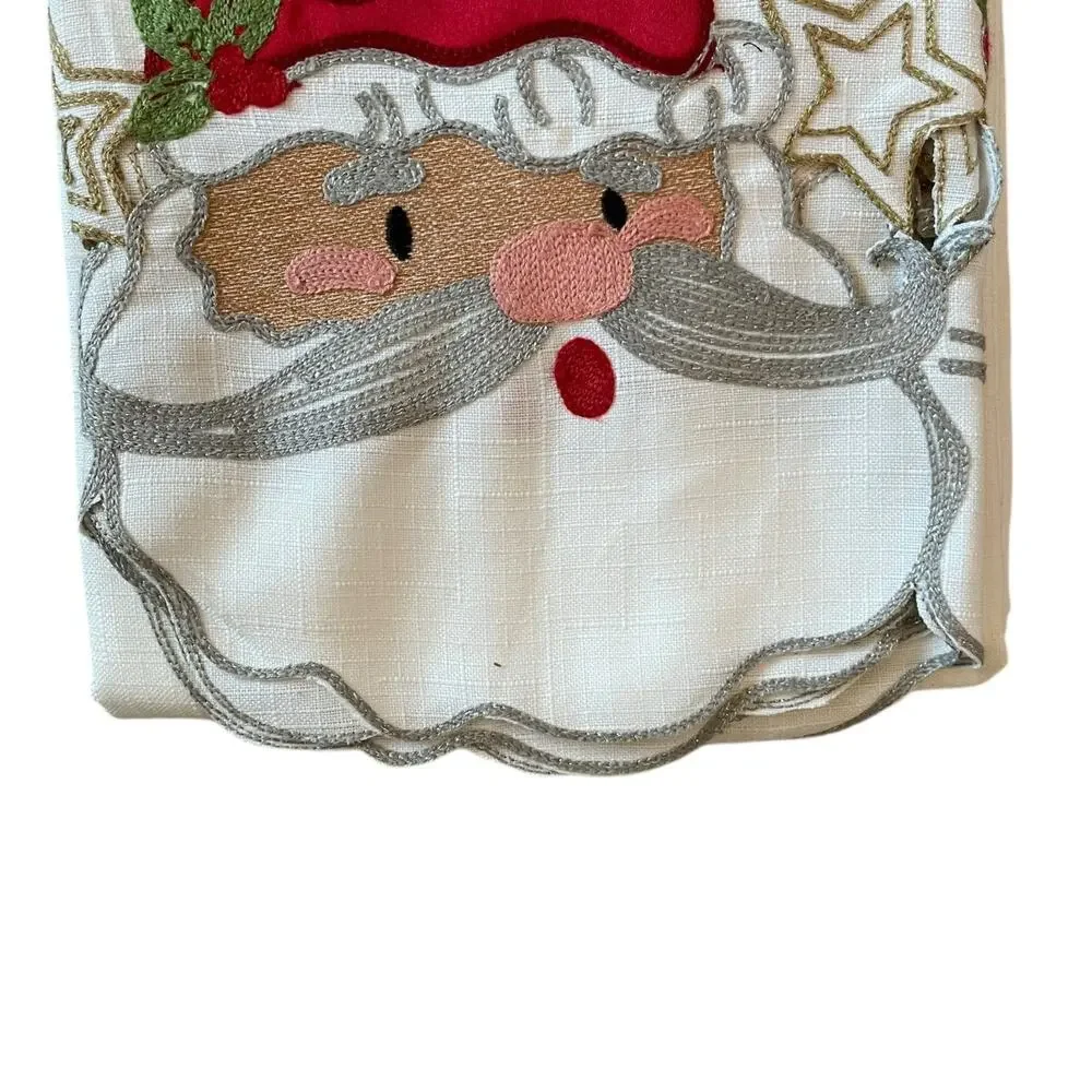 Envogue Embroidered SANTA Christmas Shower Curtain 72x72 Holiday NEW